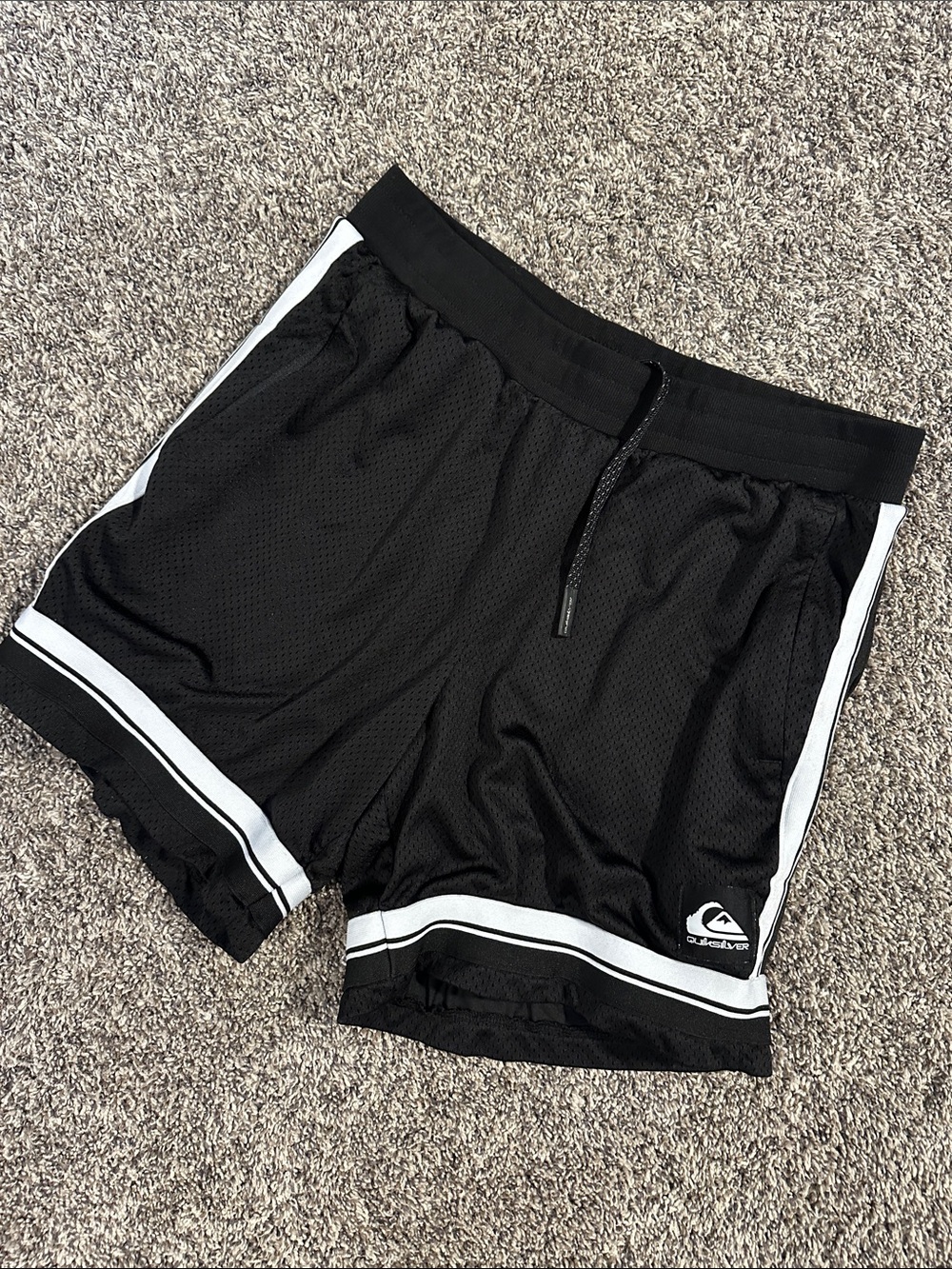 Quiksilver Black Shorts with White Trim Athletic Mesh